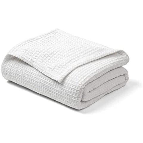 Cotton Blanket Queen Size, Luxury Blankets for Any-Home Decor, Waffle Blanket - Gifts for Mom, Soft Throw Blanket, Queen Size Blanket for Queen Bed, White Blanket - 90" X 90"
