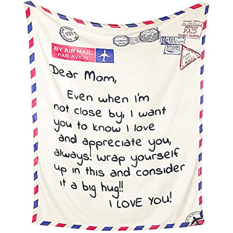 Best Birthday Gifts for Mom from Daughter Son, Premium Dear Mom Blanket Presents for Mother's Day, Christmas, Valentine's Day, Soft & Cozy Flannel Throw Blanket, Moms Bed Blanket Gift