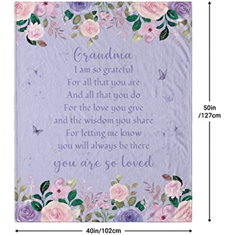 Gifts for Grandma Blanket, Best Grandma Gifts, Gifts for Grandma from Granddaughter, Grandma Gifts for Mothers Day Christmas Birthday, Throw Blanket 40 × 50 Inches