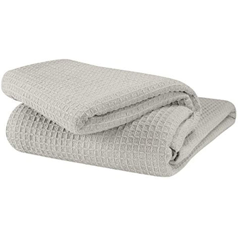 100% Cotton Thermal Blanket, Breathable Bed Blanket Queen Size, Soft Waffle Blanket, Queen Blanket, All Season Cotton Blanket, Light Grey