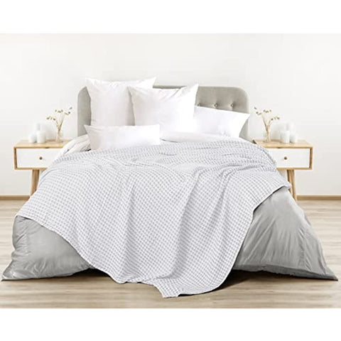 Bedding Cotton Waffle Blanket 300 GSM (White - 90x90 Inches) Soft Lightweight Breathable Bed Blanket Queen Size Layering Any Bed for All Season