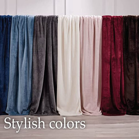 Luxurious Soft Fleece Bed or Throw Blanket, Queen 90x90 Warm Velvet Plush Blankets, Comfy Lightweight Cozy Bedding, Washable Home Décor Throws for Sofa Couch, Bedroom Dorm Room, Gray Blue