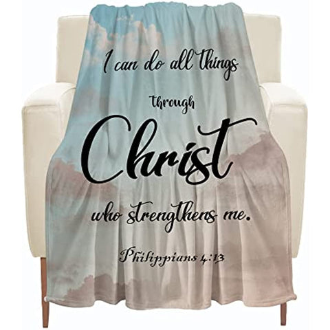 Christian Gifts for Women, Inspirational Bible Verse Blanket Soft Lightweight Religious Healing Warm Blanket for Women 40x50in