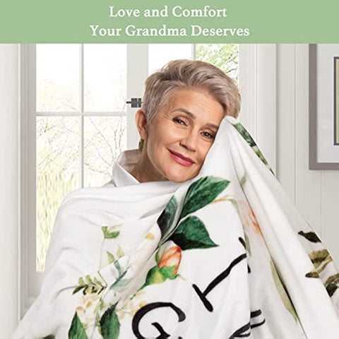 Mothers Day Blanket Gifts for Grandma, Gifts for Grandma, Grandma Birthday Gifts, Grandma Gifts from Grandkids, Great Grandma Gifts, I Love You Grandma Blanket, Soft Throw Blanket 60" x 50"