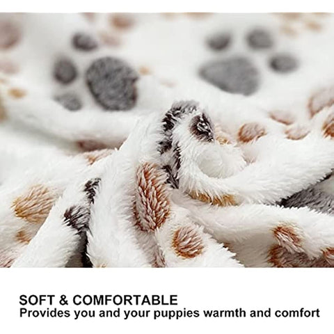 1 Pack 3 Puppy Dog Blankets Super Soft Warm Sleep Mat Fluffy Premium Fleece Pet Blanket Flannel Throw for Dog Puppy Cat - White Paw Print Small(23"x15")