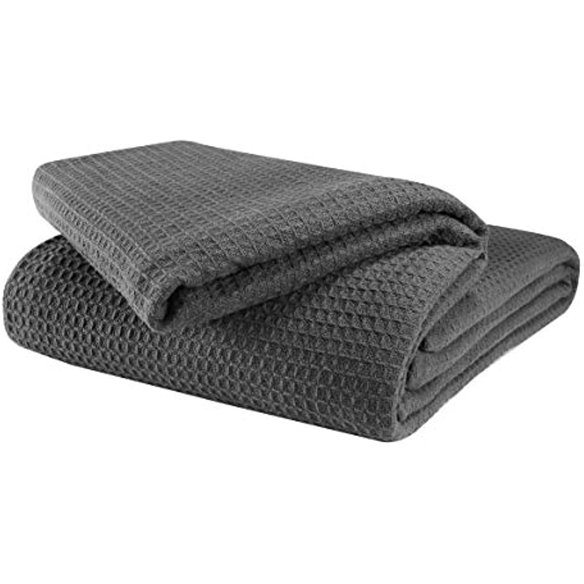 100% Cotton Thermal Blanket, Breathable Bed Blanket Twin Size, Soft Waffle Blanket, Twin Blanket, All Season Cotton Blanket, Charcoal