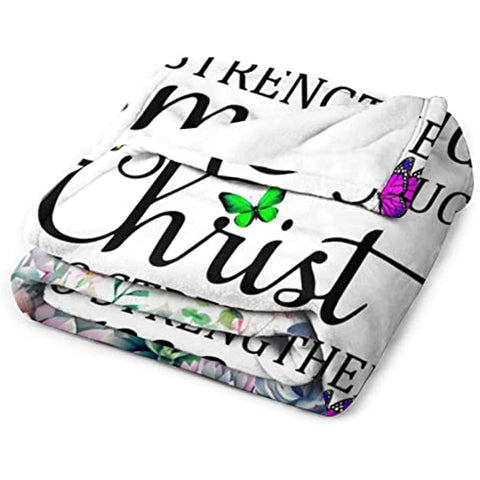 Christian Gifts for Women Inspirational Religious Blanket Bible Verse Scripture Prayer Throw Blanket Soft Flannel Healing Blanket 50"X40"