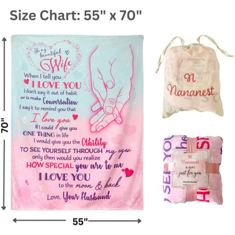 Gifts For Wife Blanket To My Wife Blanket From Husband Valentine's Mother's Day Wedding Anniversary Christmas Romantic Gifts for Her Wife Birthday Gift Ideas Presents for Her Wife Blanket 55"x70"