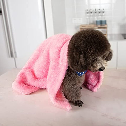 Fluffy Fleece Dog Blankets, Warm Soft Fuzzy Pets Blankets for Puppy, Small, Medium, Large Dogs and Cats, Plush Pet Throws for Bed, Couch, Sofa, Travel (24x29 Inch, Pink)