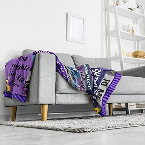 Daughter in Law Gifts Throw Blankets 60" X 50", Gifts for Daughter In Law - Daughter in Law Gift Ideas - Mothers Day Birthday Gifts from Daughter in Law - Bonus Daughter Gifts - Blanket for Sofa