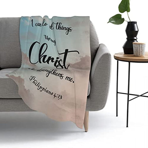 Christian Gifts for Women, Inspirational Bible Verse Blanket Soft Lightweight Religious Healing Warm Blanket for Women 40x50in