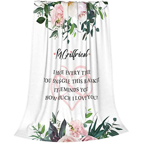 To My Girlfriend Blanket from Boyfriend Girlfriend Birthday Gifts I Love You Gifts for Her Romantic Anniversary Christmas Valentines Gift Soft Throw Blanket for Bed Sofa Couch 60x50in