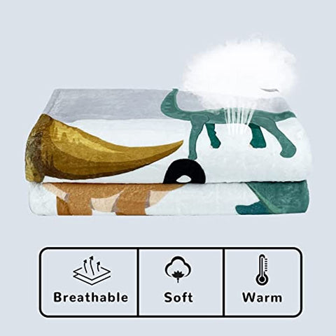 Dinosaur Blanket for Boys Soft Cozy Flannel Warm Kids Dinosaur Throw Blanket Unique Gifts Dinosaur Room Decor Blanket for Teens Kids for Couch Sofa Bed Dino Blanket for Girls Teens 50"x60"