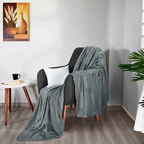 Bedding Fleece Blanket Queen Size Cool Grey Lightweight Fuzzy Soft Anti-Static Microfiber Bed Blanket (90x90 Inches)