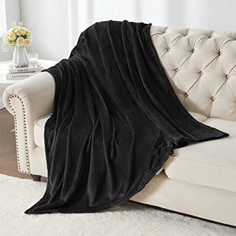 Fleece Blankets Black Throw Blankets for Couch & Bed, Plush Cozy Fuzzy Blanket 50" x 60", Super Soft & Warm Blankets for Spring and Summer