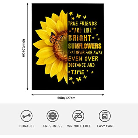 Sunflower Gifts for Women Sunflower Blanket for Women Friend Butterfly Blanket Inspirational Friendship Gift for Women 50*60in…