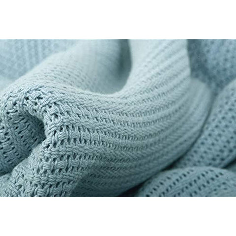 Textile Supply Leno Weave Ice Grey Blanket, Queen 100% Cotton, Lightweight, Warm, Extra-Fluffy, Premium and Durable Soft & Cozy Bed Blanket for Bed, Couch, Sofa Throw for All Season
