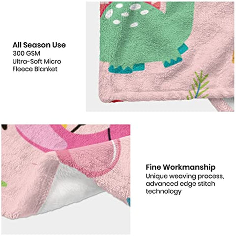 Dinosaur Blanket for Boys and Girls,Soft Cozy Cute Pink Toddler Blankets for Boys Warm Fluffy Cartoon Dino Kids Blanket for Bed Couch Sofa Lightweight Throw Blanket Unique Kids Birthday Gift 50"x60"