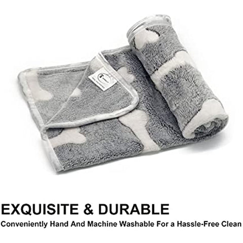 1 Pack 3 Puppy Blankets Super Soft Warm Sleep Mat Grey Cute Print Blanket Fluffy Fleece Pet Blanket Flannel Throw Dog Blankets for Small Dogs Puppy Dogs Fluffy Cats,Star&Bone&Love-Small(23"x15")
