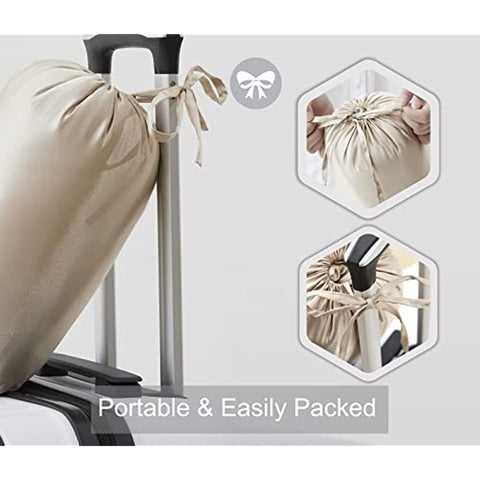 Silk Throw Blanket - Beige Cooling Packable Satin Blanket for Couch, Bed, Camping, Outdoor, Travel, Car - Super Soft Lightweight Cozy Blanket(50'' x 60'', Taupe)