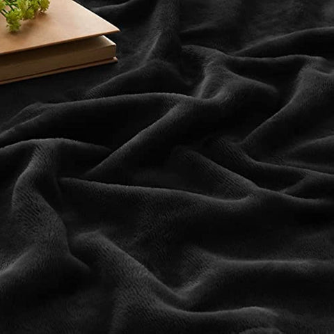 Fleece Blankets Black Throw Blankets for Couch & Bed, Plush Cozy Fuzzy Blanket 50" x 60", Super Soft & Warm Blankets for Spring and Summer