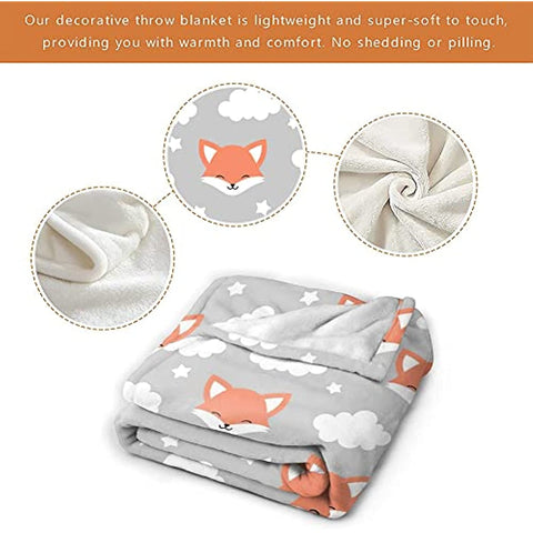 Fox Blanket for Girls Boys, Cute Fox Throw Blankets for Kids Baby Nursery Decor, Soft Plush Flannel Fleece Throw Blanket for Couch Baby Bedding 50x40 Inch