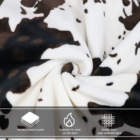 Cow Print Blanket Animal Brown Black Milky White Throw Blankets,Cow Print Blanket for Kids Adults, Soft Cow Blankets and Throws Cowhide Decor for Couch Sofa Bed 40"×50"