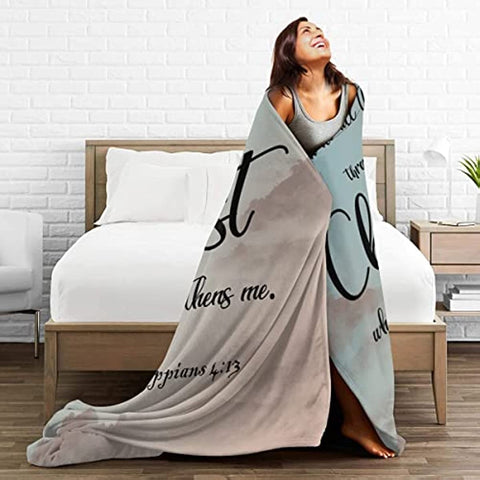 Christian Gifts for Women, Inspirational Bible Verse Blanket Soft Lightweight Religious Healing Warm Blanket for Women 40x50in