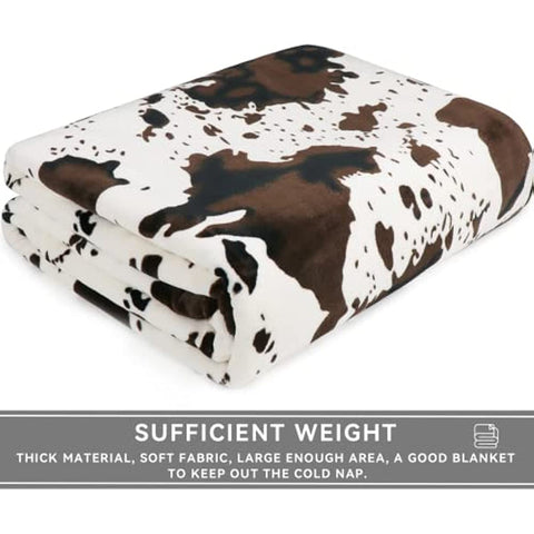 Cow Print Blanket Animal Brown Black Milky White Throw Blankets,Cow Print Blanket for Kids Adults, Soft Cow Blankets and Throws Cowhide Decor for Couch Sofa Bed 40"×50"