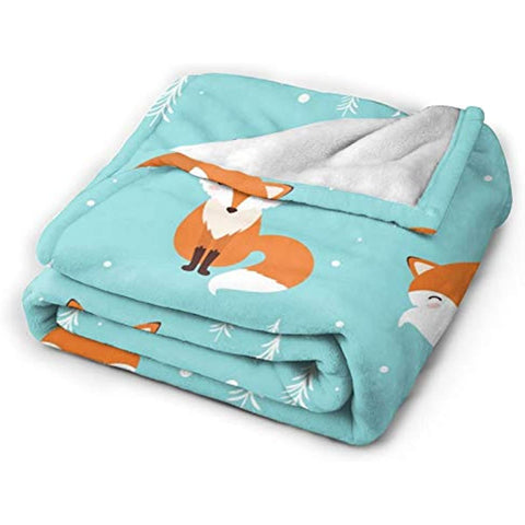 Fox Flower Flannel Fleece Blanket, Soft Microfiber Cozy Lightweight Sofa Travel Blanket for Baby, Kids, Youth (40x50 Inch)