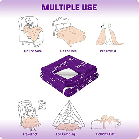 Mom Blanket Mother's Day Throw Blanket Gifts for Mom from Daughter Son Flower Butterfly Soft Flannel Lightweight Travel Plush Blankets Purple 40x50inch I Love You Mom