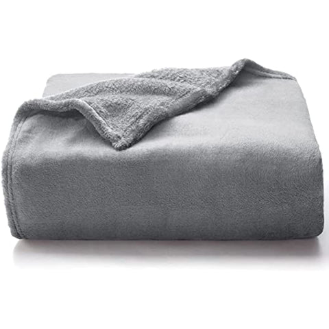 Fleece Blanket Throw Grey 50" x 60" - 300GSM Super Soft Lightweight Microfiber Flannel Blankets for Travel Camping Chair and Sofa, Fuzzy Blanket for Kids, Cozy Luxury Plush Bed Blankets, Gray