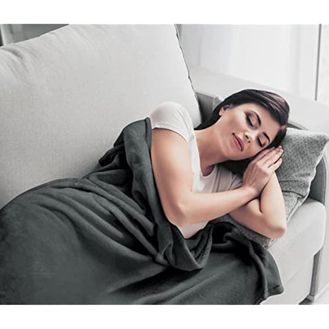 Bedding Fleece Blanket Queen Size Grey 300GSM Luxury Bed Blanket Anti-Static Fuzzy Soft Blanket Microfiber (90x90 Inches)