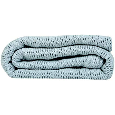 Textile Supply Leno Weave Ice Grey Blanket, Queen 100% Cotton, Lightweight, Warm, Extra-Fluffy, Premium and Durable Soft & Cozy Bed Blanket for Bed, Couch, Sofa Throw for All Season
