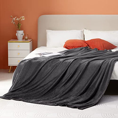 Fleece Throw Blanket for Couch Sofa or Bed Throw Size, Soft Fuzzy Plush Blanket, Luxury Flannel Lap Blanket, Super Cozy and Comfy for All Seasons (Graphite, 50" x 60")