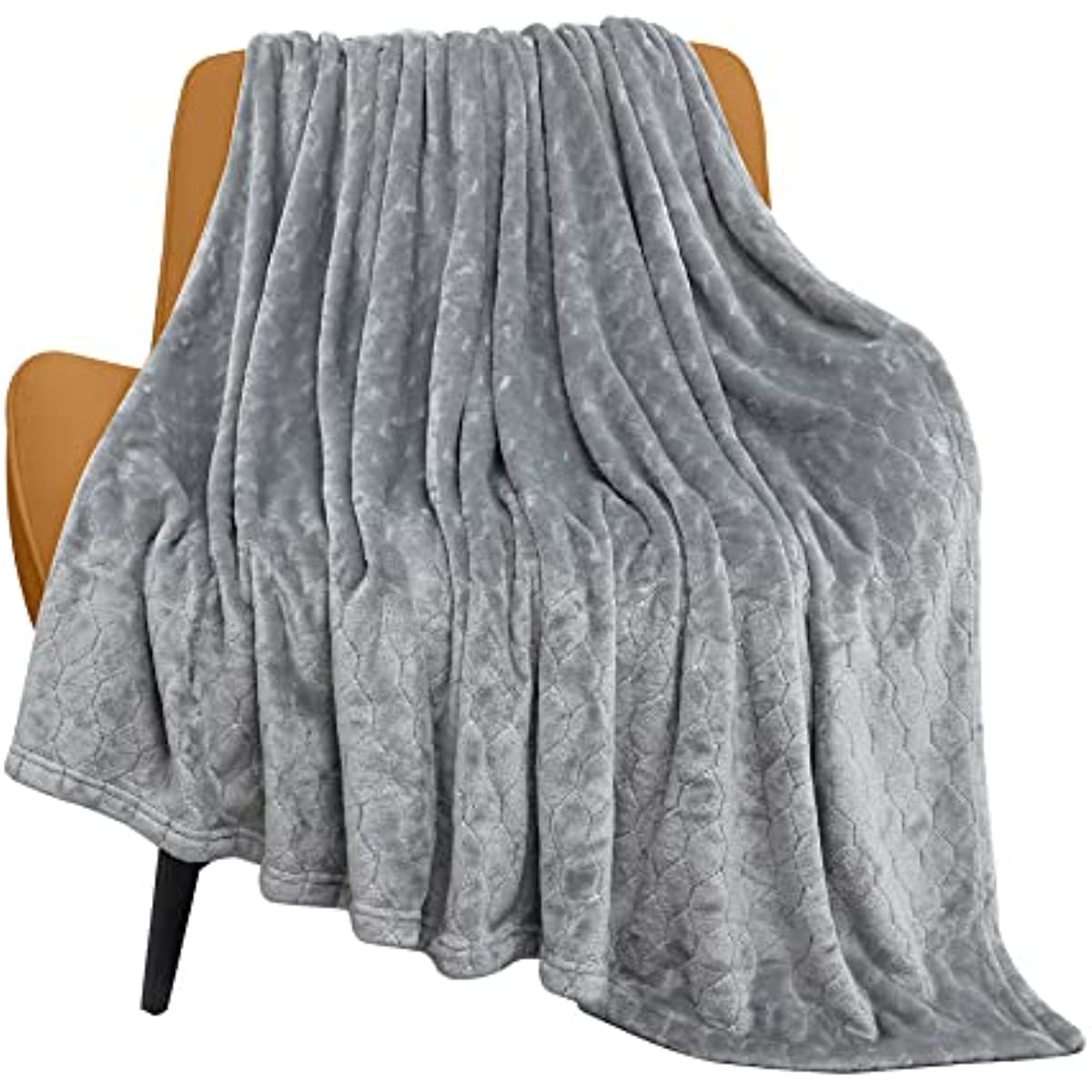 Fleece Blanket Super Soft Cozy Throw Blanket 50" x 60", Lightweight Fuzzy Comfy Textured Flannel Blanket Winter Warm Plush Throw Blankets for Couch, Sofa, Bed, Light Grey