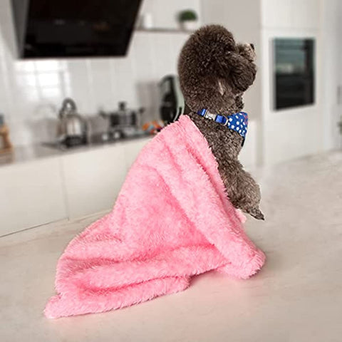 Fluffy Fleece Dog Blankets, Warm Soft Fuzzy Pets Blankets for Puppy, Small, Medium, Large Dogs and Cats, Plush Pet Throws for Bed, Couch, Sofa, Travel (24x29 Inch, Pink)