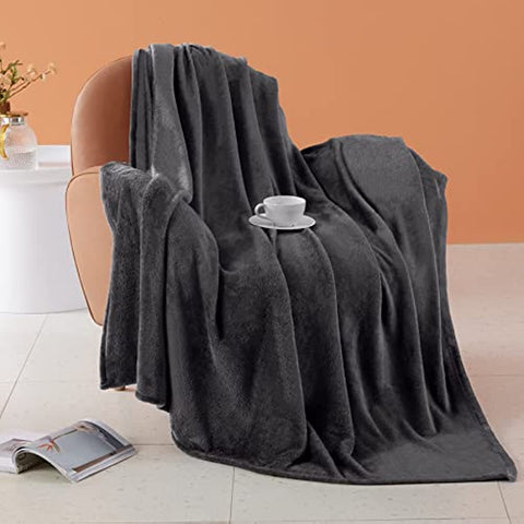 Fleece Throw Blanket for Couch Sofa or Bed Throw Size, Soft Fuzzy Plush Blanket, Luxury Flannel Lap Blanket, Super Cozy and Comfy for All Seasons (Graphite, 50" x 60")