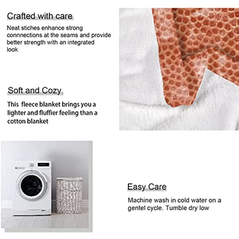 Sports Fleece Blanket 50" x 60" Basketball Texture Lightweight Fuzzy Cozy Soft Warm Throw for Man Boy Teen, Air Conditioning