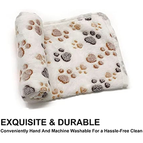 1 Pack 3 Puppy Dog Blankets Super Soft Warm Sleep Mat Fluffy Premium Fleece Pet Blanket Flannel Throw for Dog Puppy Cat - White Paw Print Small(23"x15")