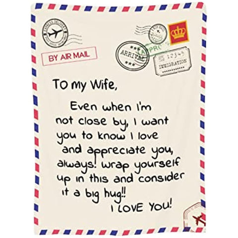 Gift to My Wife Throw Blankets, Anniversary Birthday Gift for Wife from Husband, Husband Romantic Fleece Blanket for Bed Couch, Super Soft Flannel Throw Blankets for Christmas Valentines Mothers Day