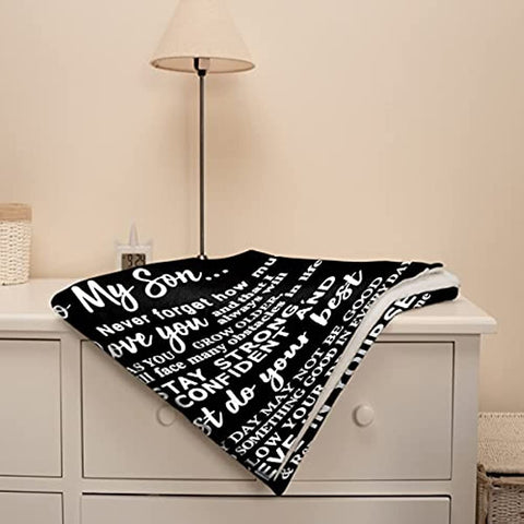 to My Son Blanket from Mom Personalized Gift for Man to Be Dad Husband,Soft Throws Courage Inpsirational Sheet Lightweight Gifts for Boys Birthday Flannel Blankets for Couch-50 x40 for Toddler Kids
