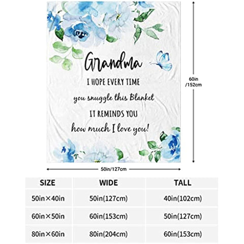 Grandma Gifts Blanket, Gifts for Grandma Throw Blanket 60"x 50", Grandma Birthday Gifts, Great Grandma Gifts from Grandchildren, Best Grandma Gift Ideas, Birthday Gifts for Grandmother