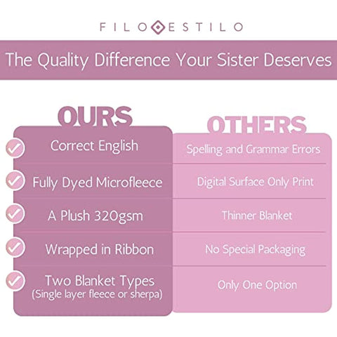 Sister Gifts from Sister Blanket, Sister Gifts for Mother's Day, Plush Soft Sister Throw Blanket, Sister Presents for Sister Who Has Everything 60x50 Inches (Dusty Pink, Fleece)
