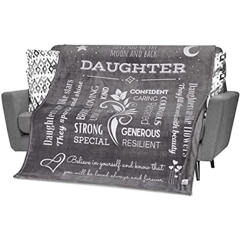 Gifts for Daughter, Daughter Blanket from Dad, Mom, Family, Unique, Sentimental, Inspirational Daughter Gifts for Mothers Day, Christmas, Birthday, Throw 60 x 50 Inches (Grey)