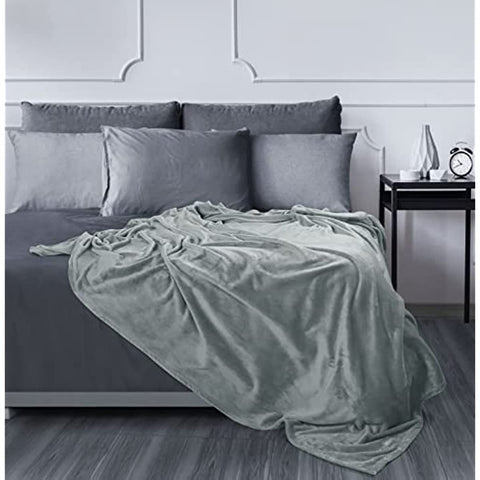 Bedding Fleece Blanket Queen Size Cool Grey Lightweight Fuzzy Soft Anti-Static Microfiber Bed Blanket (90x90 Inches)