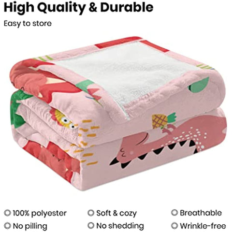 Dinosaur Blanket for Boys and Girls,Soft Cozy Cute Pink Toddler Blankets for Boys Warm Fluffy Cartoon Dino Kids Blanket for Bed Couch Sofa Lightweight Throw Blanket Unique Kids Birthday Gift 50"x60"