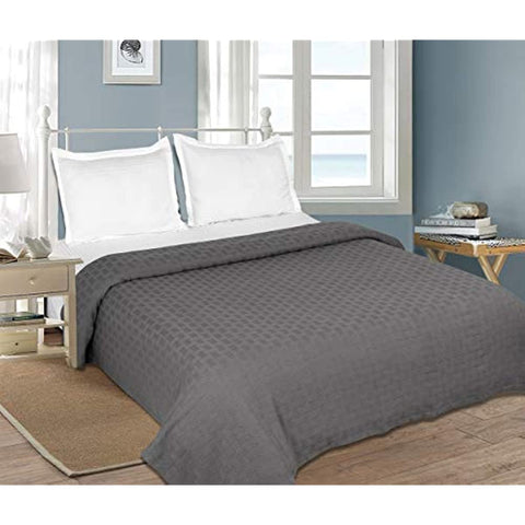100% Cotton Bed Blanket, Breathable Bed Blanket Queen Size, Cotton Thermal Blankets Full - Queen Size, Perfect for Layering Any Bed for All Season - Charcoal Grey