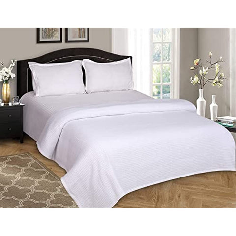 HOME 100% Cotton Bed Blanket, Breathable Bed Blanket King Size, Cotton Thermal Blankets King, Perfect for Layering Any Bed for All Season, White
