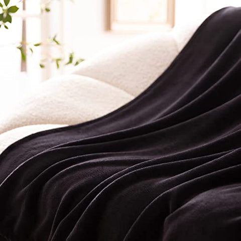 Fleece Throw Blanket Super Soft Cozy Warm Lightweight Throw for Sofa Couch Luxury Decorative Velvet Pattern Bed Blanket, 50"x60", Black